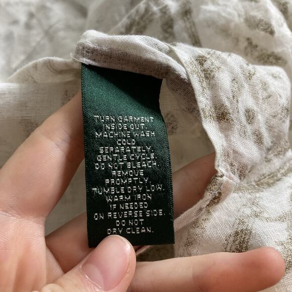 Lauren Ralph Lauren Women's 100% Linen Button Up Blouse Size M Lagenlook Neutral - Picture 6 of 11